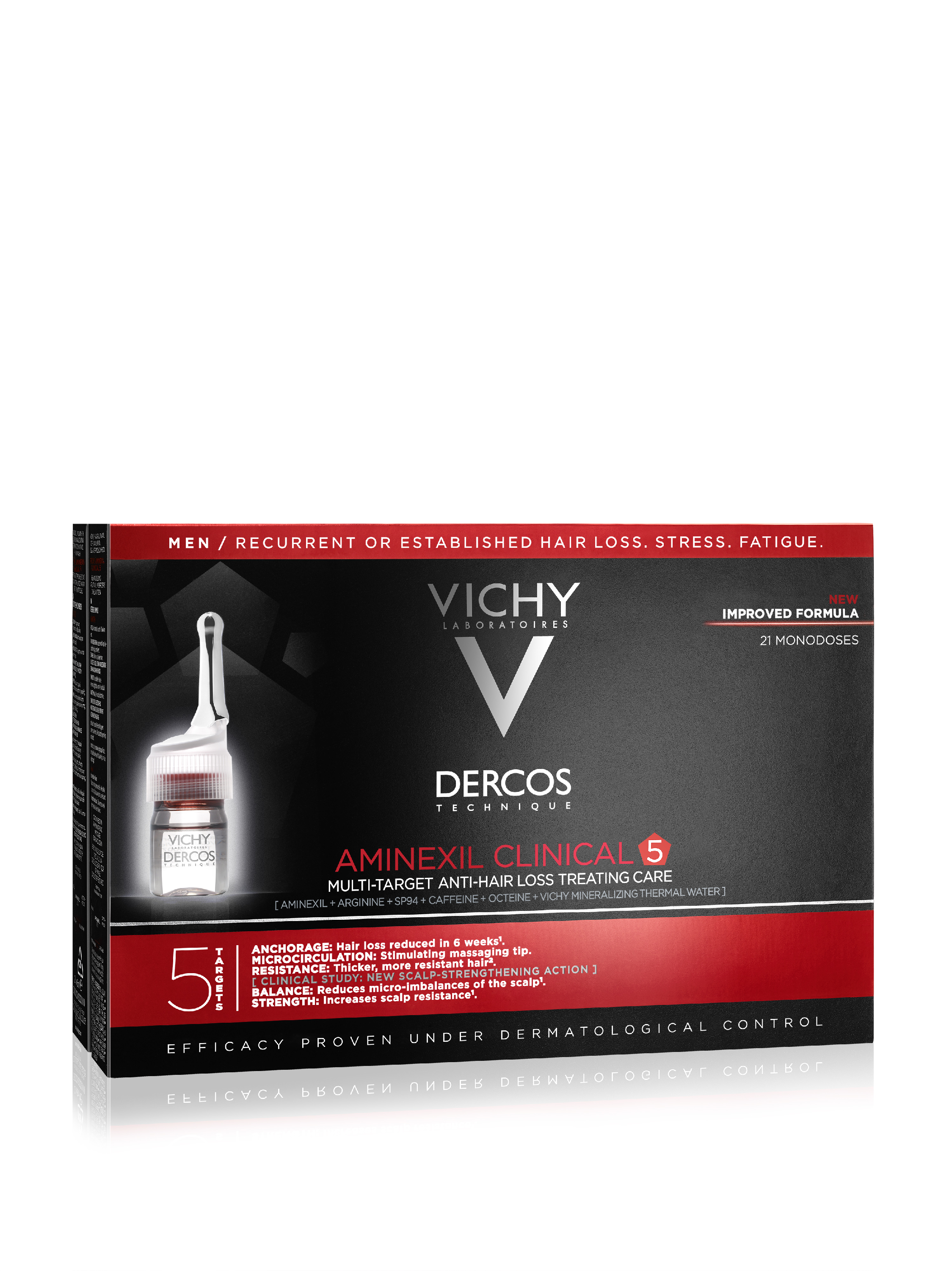 Vichy Dercos Aminexil Clinical 5 Többfunkciós hajápoló program hajhullás ellen férfiaknak 21x6 ml ampulla képe